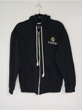 Anvil Black Zip-Up Hoodie With Lion Logo & Pockets Anvil Medium Cotton Blend